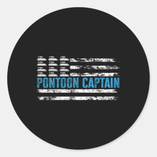 Sticker Rond Capitaine de ponton drôle de bateau 4 juilletponto