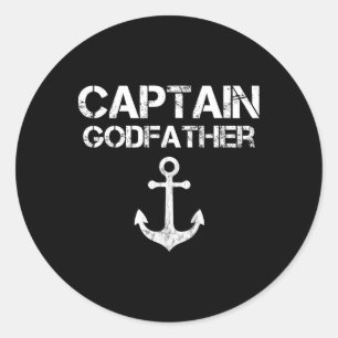 Sticker Rond Capitaine Godfather Pontoon Lake Bateau de pêche