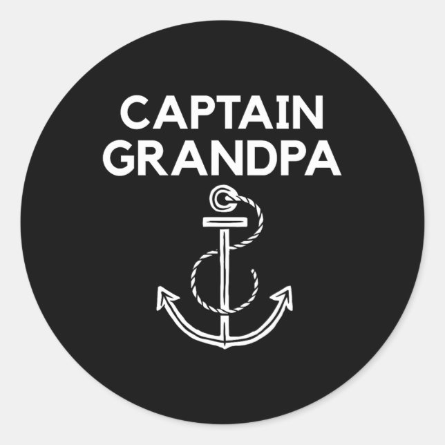 Sticker Rond Capitaine grand-père ! Bateau Et Voile S (Devant)