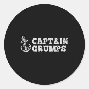 Sticker Rond Capitaine Grumps Voilier Bateau Vintage Ancre de b