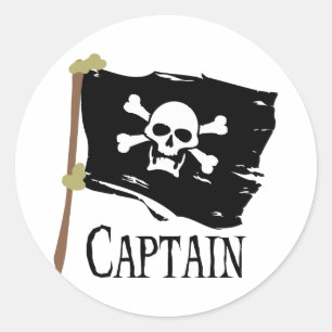 Sticker Rond Capitaine jolly roger