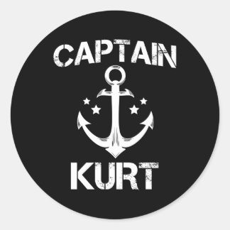Sticker Rond Capitaine Kurt Nom personnalisé Bateau
