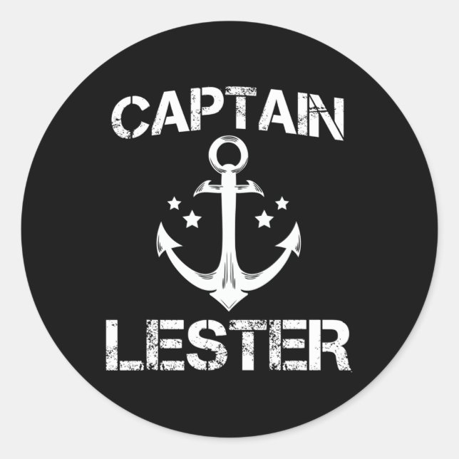 Sticker Rond Capitaine Lester Funny Anniversaire Nom personnali (Devant)