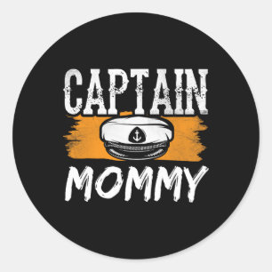 Sticker Rond Capitaine Maman Bateau Yacht Bateau Bateau Bateau