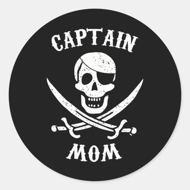Sticker Rond Capitaine Maman Pirate pour les femmes Famille Pir (Devant)