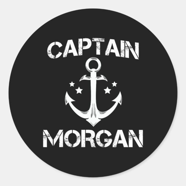 Sticker Rond Capitaine Morgan Funny Anniversaire Nom de famille (Devant)