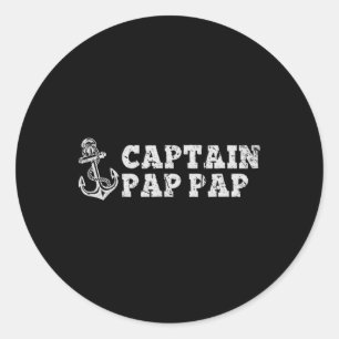 Sticker Rond Capitaine Pap Ancre de bateau à voile Pappap