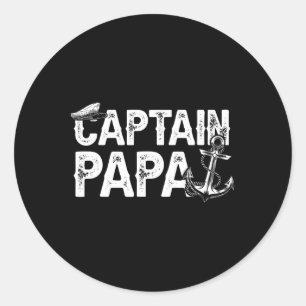 Sticker Rond Capitaine Papa Pontoon Lac Marin Pêche Bateau F