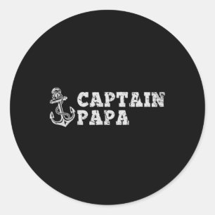 Sticker Rond Capitaine Papa Voile Bateau Vintage Bateau Ancre F