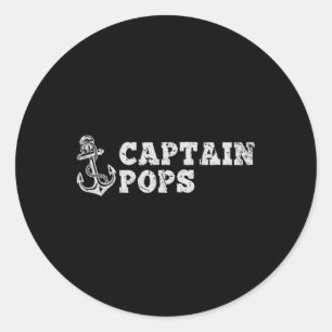 Sticker Rond Capitaine Pops Voile Bateau Bateau Vintage Ancre F