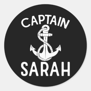Sticker Rond Capitaine Sarah Ancre Bateau Yacht Navigation Navi