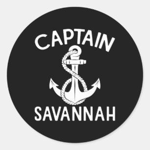 Sticker Rond Capitaine Savannah Yacht Bateau Navire Ancre Batea