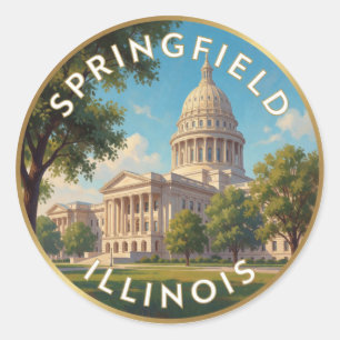 Sticker Rond Capitole de l'État de l'Illinois à Springfield 🌽