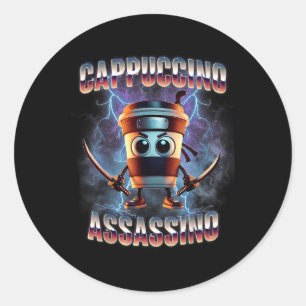 Sticker Rond Cappuccino Ino Brainrot Italien mème