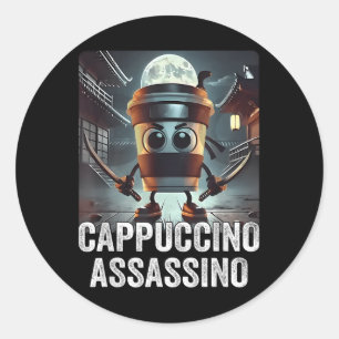 Sticker Rond Cappuccino Ino, Italien Brainrot Meme, Espresso Me