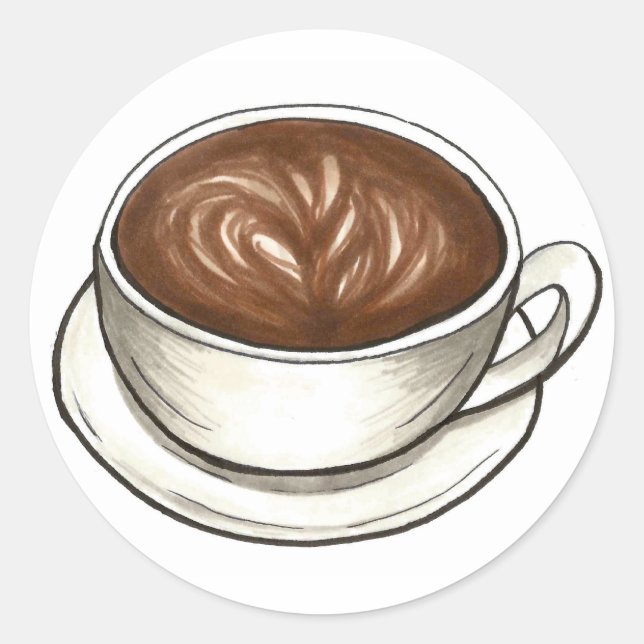 Sticker Rond Cappuccino Latte Cup de café Seattle Latte Barista (Devant)