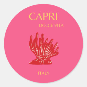 Sticker Rond Capri, Italie, rose