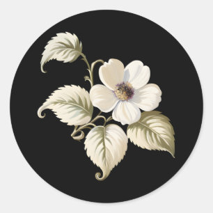 Sticker Rond Caprice gothique botanique vintage
