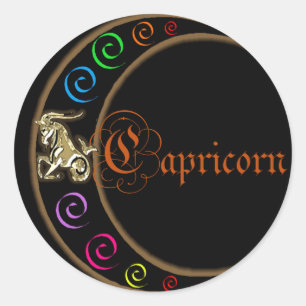 Sticker Rond Capricorn Zodiac Moon
