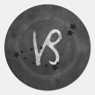 Sticker Rond Capricorne chèvre constellation zodiaque noir arge