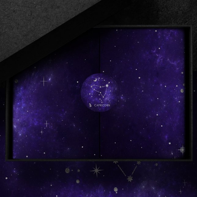 Sticker Rond Capricorne de violet zodiaque | Horoscope astrolog (Créateur téléchargé)