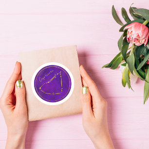 Sticker Rond Capricorne d'or Foil Zodiac Constellation