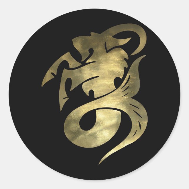 Sticker Rond Capricorne d'or rustique (Devant)