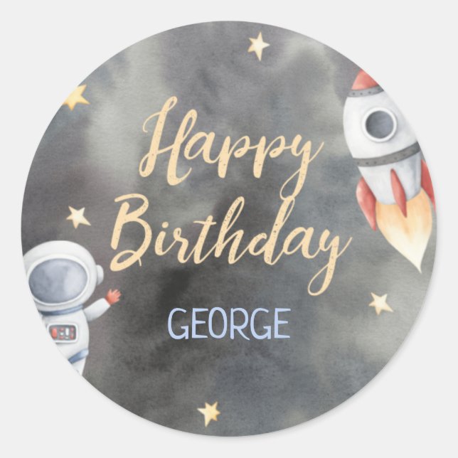 Sticker Rond Capsule de cupcake du navire spatial astronaute (Devant)