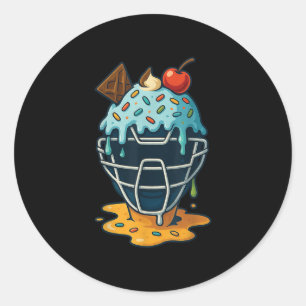 Sticker Rond Capteur De Baseball Masque Crème Ice Épingles Des