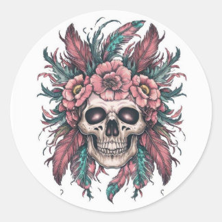 Sticker Rond Capteur d'enveloppe crâne Halloween Arts et artisa
