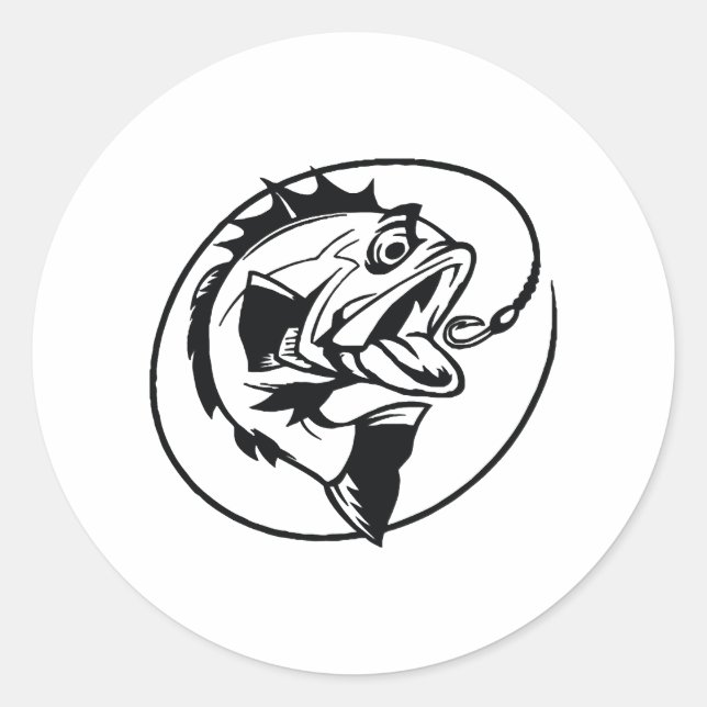 Sticker Rond Capuchon de pêche au poisson (Devant)