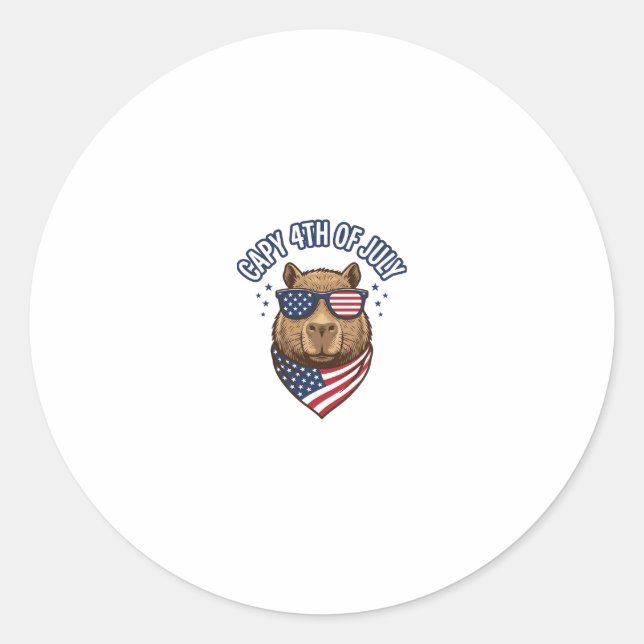 Sticker Rond Capy 4 juillet Conception vectorielle de capybara  (Devant)