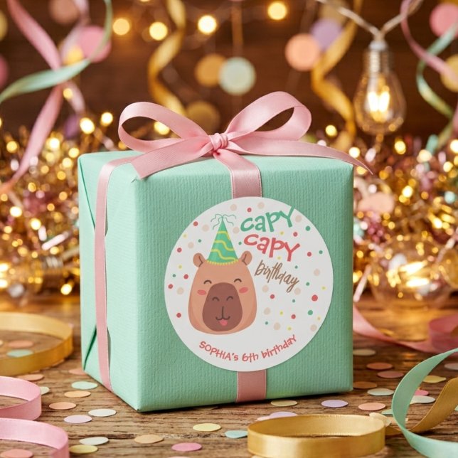 Sticker Rond Capy capy anniversaire capybara (Créateur téléchargé)