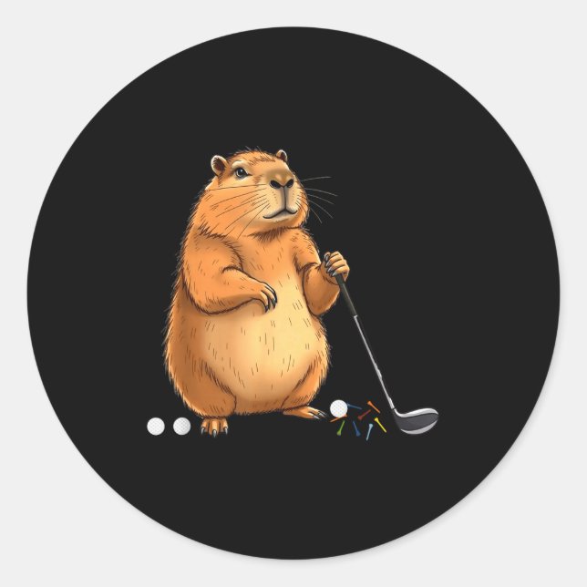 Sticker Rond Capy Golf Player Cute Cappy Srts Cartoon Design  (Devant)