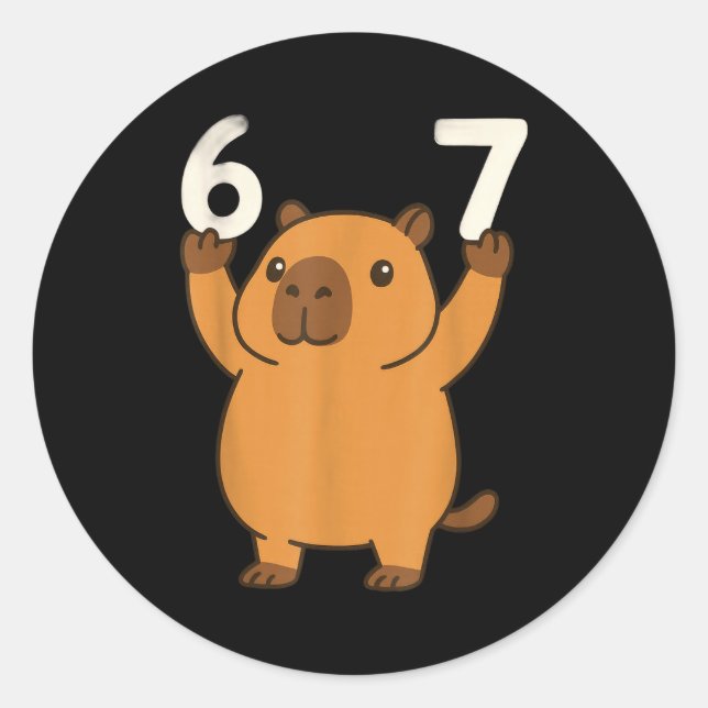 Sticker Rond Capybara 67 Mème Six Sept Drôle  (Devant)