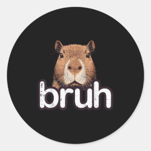 Sticker Rond Capybara Bruh Drôle Capy Mème Rongeur Hommes Garço