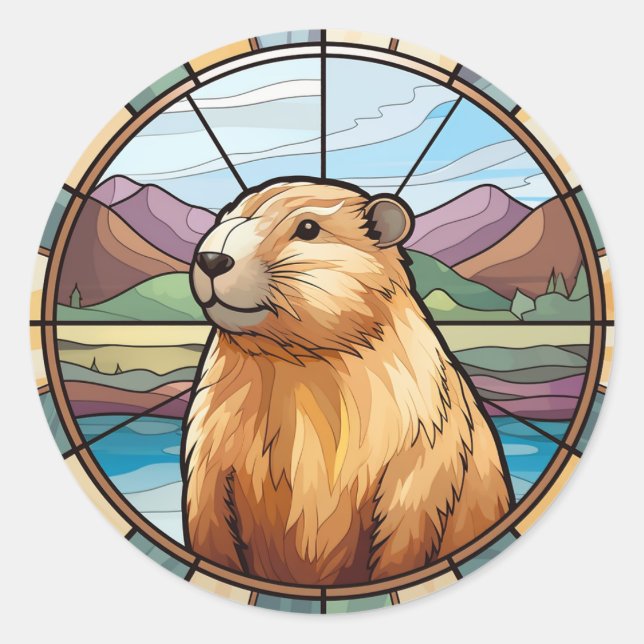 Sticker Rond Capybara, Capybara mignon, Capybara drôle (Devant)