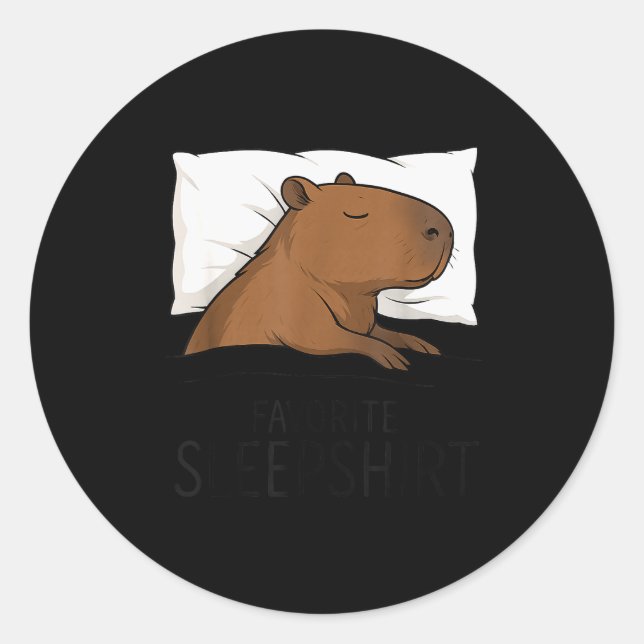 Sticker Rond Capybara Chemise de nuit préférée Sleeng Pyjamas G (Devant)