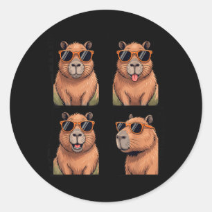 Sticker Rond Capybara Cool avec des Lunettes de Soleil Photoboo