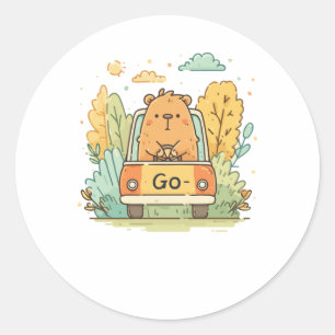 Sticker Rond Capybara Dans Une Voiture – Allez! Motivational Mi
