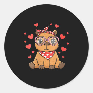 Sticker Rond Capybara de la Saint-Valentin pour femmes Fille Cœ