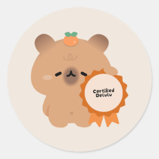 Sticker Rond Capybara Delulu certifié