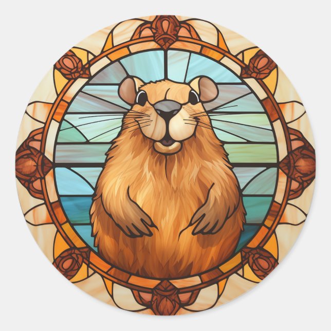 Sticker Rond Capybara drôle, Amoureux de capybara (Devant)