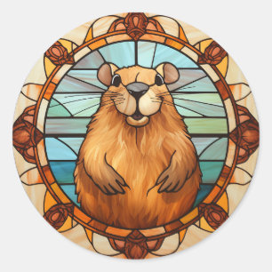 Sticker Rond Capybara Drôle, Amoureux de Capybara