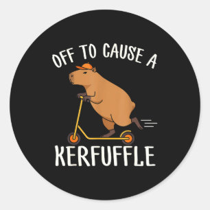 Sticker Rond Capybara drôle parti pour causer une agitation Wei