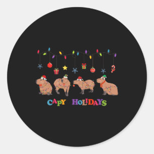 Sticker Rond Capybara Joyeux Noël Capybaras Lover Casquette amu