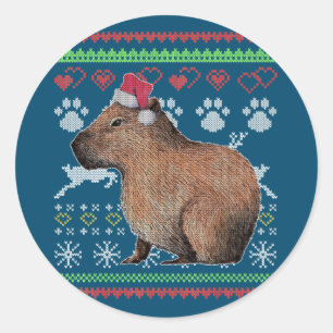 Sticker Rond Capybara Père Noël-Claus Ugly Christmas Sweat Holi