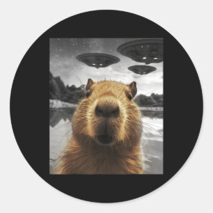 Sticker Rond Capybara Selfie Funny Xmas Animal Graphisme Capyba