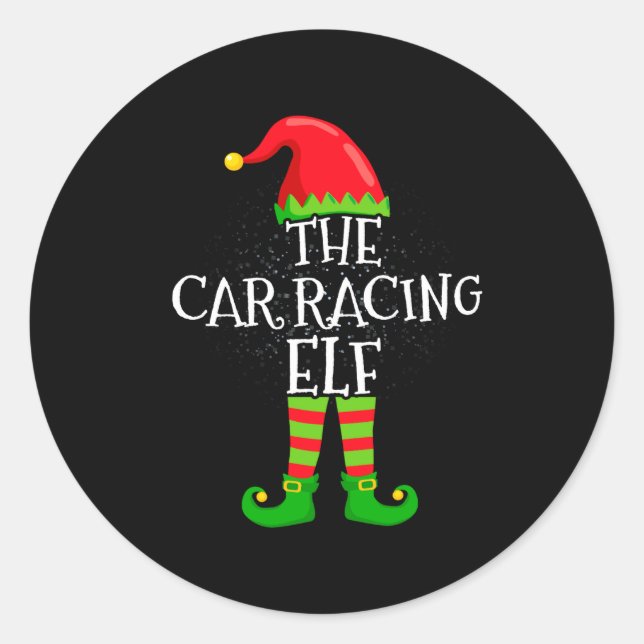 Sticker Rond Car Racing Elf Family Matching Christmas Group  (Devant)