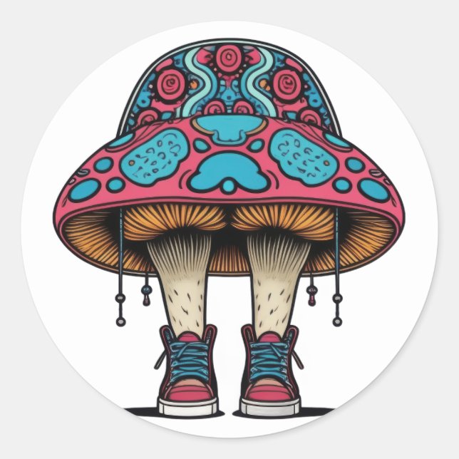 Sticker Rond Caractère Basket de champignon (Devant)